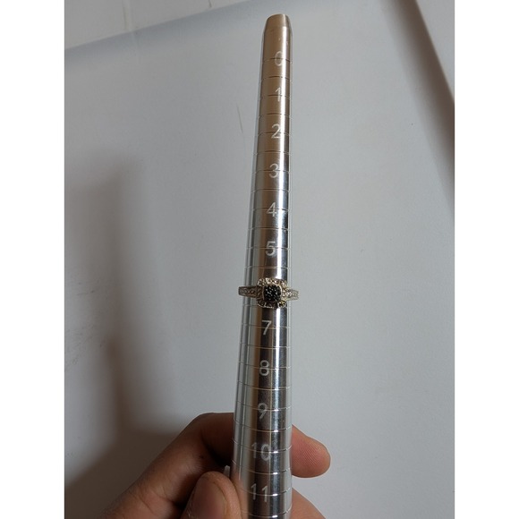 Vintage Sterling Silver 925 Black & Clear CZ Square‎ Ring - Picture 2 of 8